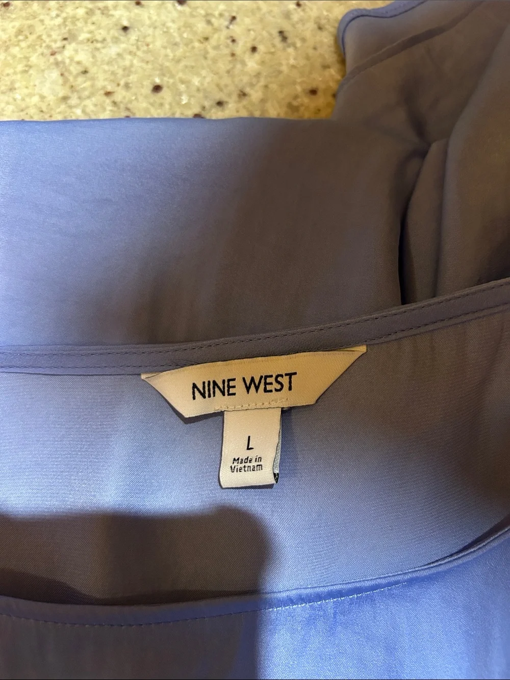 Nine West Periwinkle Short Sleeve Scoop Neck Top Size Large